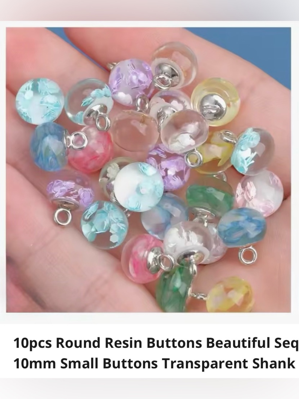 10, 10mm (0.394") Clear Resin With Gold Fleck Buttons for Sewing Or Crafts, NIP - Picture 9 of 9